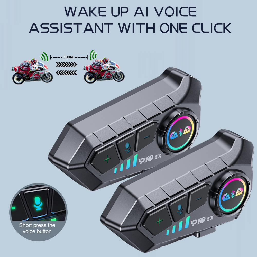 Full Face Motorcycle Helmet With Bluetooth - Y10 2x Interfono per moto Auricolare